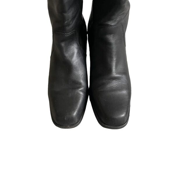 COLLEGE Black Leather Waterproof Winter Lined Snow Tall Boots Heel 10 - Picture 3 of 11